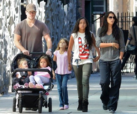 Matt Damon family caught together on a frame.